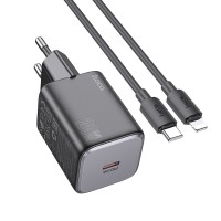  Lādētājs Hoco N40 20W USB-C + USB-C to Lightning kabelis 1.0m black 